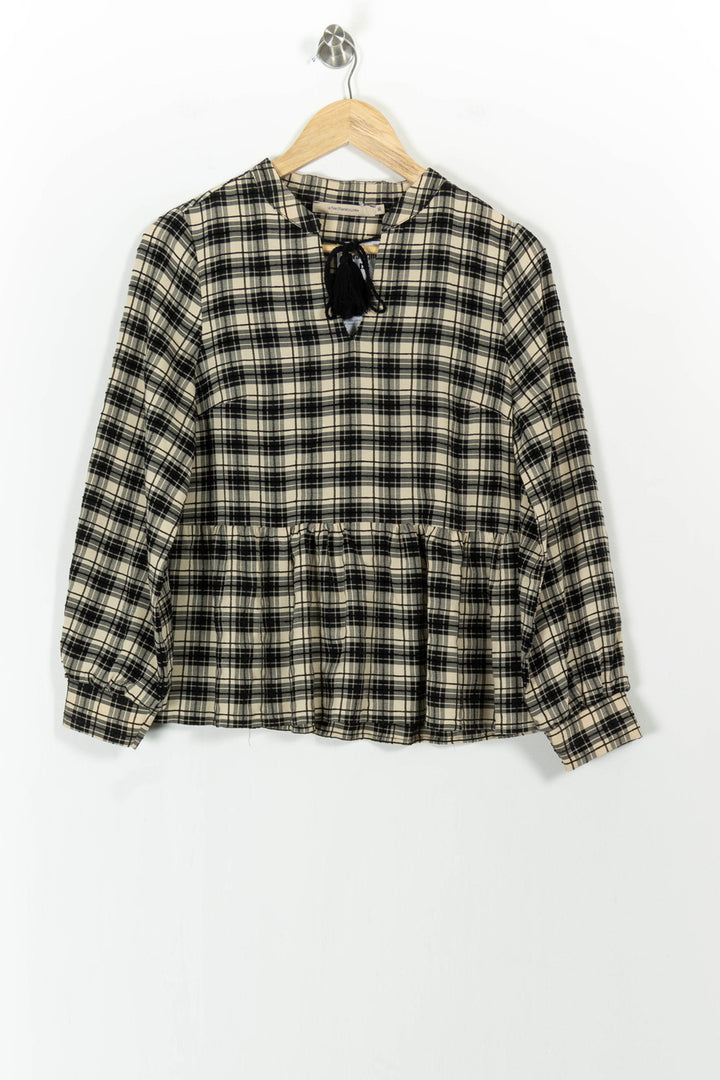 Blouse à Carreaux Beige et Noir - Taille S/36 de la marque La Fée Maraboutée | PARAD104119 - Vendu par Paradigme - Image 2