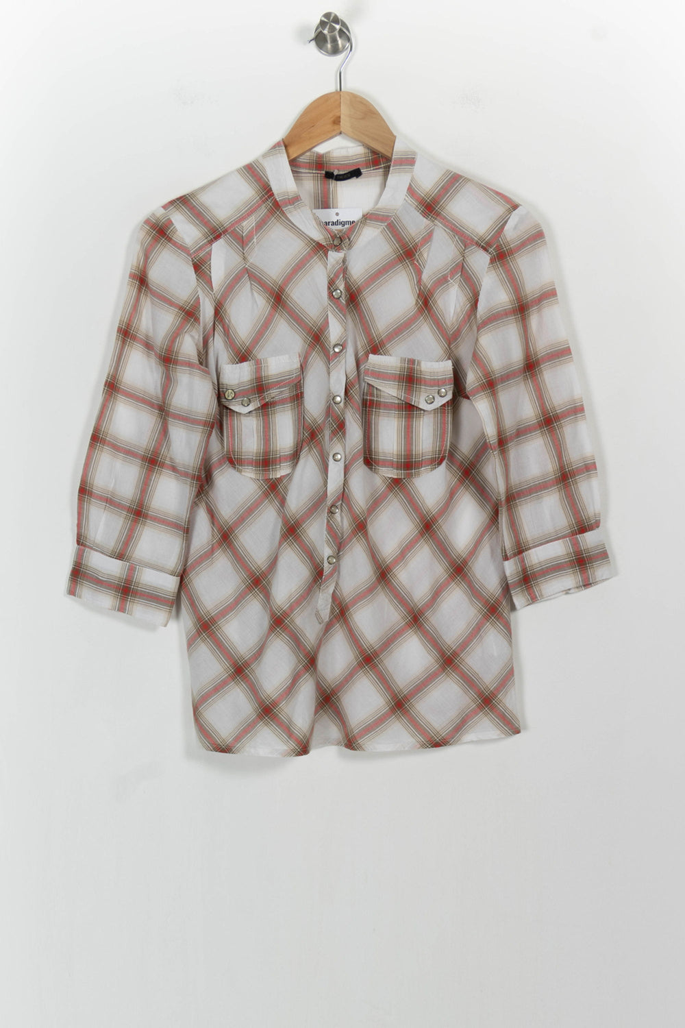 Chemise à Carreaux Blanche et Rouge - Taille S/36 de la marque IKKS | PARAD104123 - Vendu par Paradigme - Image 2