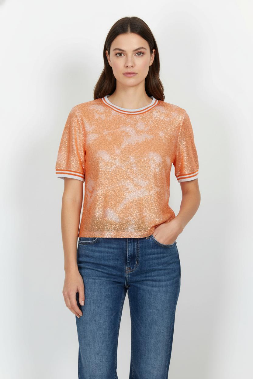 Tee-shirt Orange et Blanc - Taille M/38 de la marque Imprevu | PARAD104125 - Vendu par Paradigme - Image 1