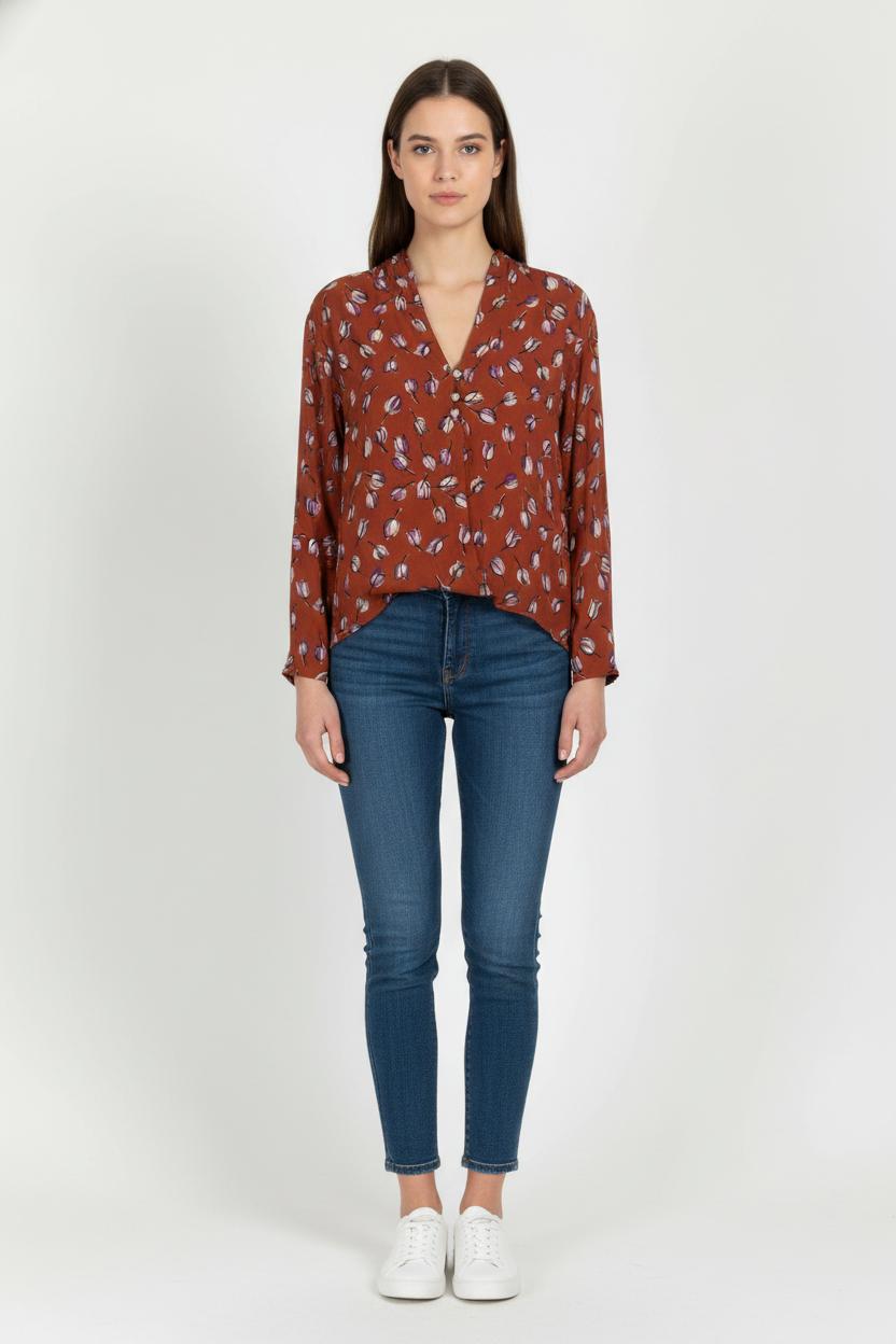 Blouse Orange et Violet - Taille S/36 de la marque La Fée Maraboutée | PARAD104135 - Vendu par Paradigme - Image 1