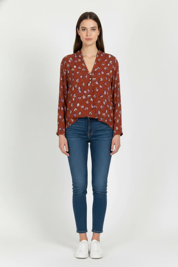 Blouse Orange et Violet - Taille S/36 de la marque La Fée Maraboutée | PARAD104135 - Vendu par Paradigme - Image 1