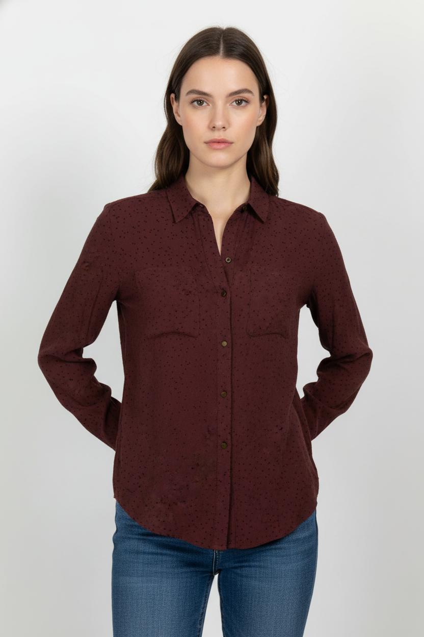 Chemise Bordeaux - Taille M/38 de la marque Sézane | PARAD104136 - Vendu par Paradigme - Image 1