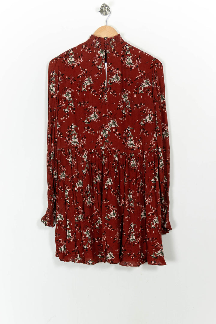 Robe Fleurie Rouge - Taille M/38 de la marque Sézane | PARAD104155 - Vendu par Paradigme - Image 4
