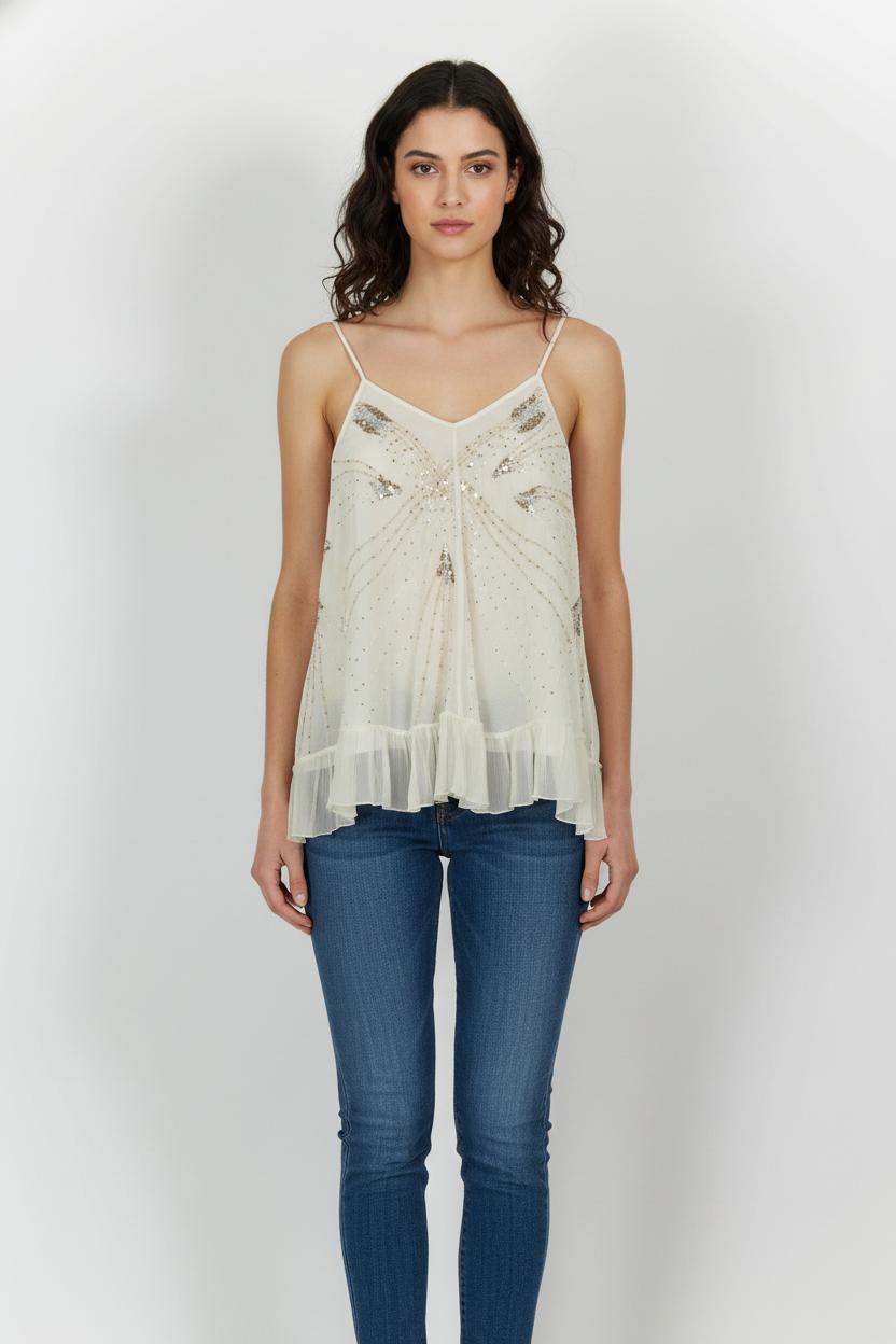 Top à Bretelles Beige - Taille S/36 de la marque Mes Demoiselles Paris | PARAD104164 - Vendu par Paradigme - Image 1