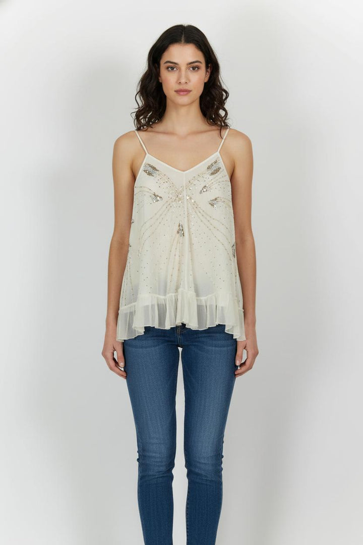 Top à Bretelles Beige - Taille S/36 de la marque Mes Demoiselles Paris | PARAD104164 - Vendu par Paradigme - Image 1
