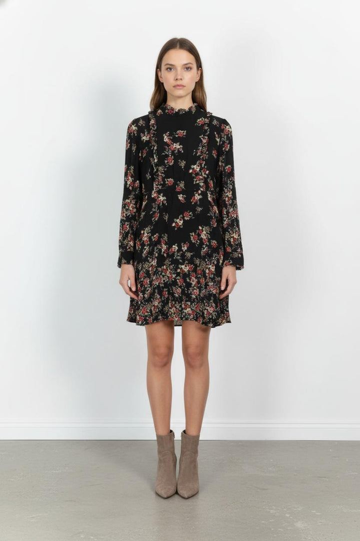 Robe Fleurie Noire et Rouge - Taille M/38 de la marque Kookai | PARAD104175 - Vendu par Paradigme - Image 1