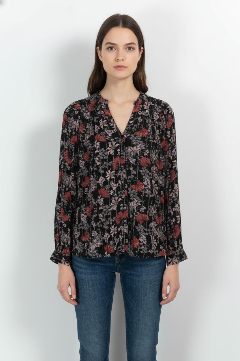 Blouse Noire et Rouge - Taille S/36 de la marque ba&sh | PARAD104188 - Vendu par Paradigme - Image 1