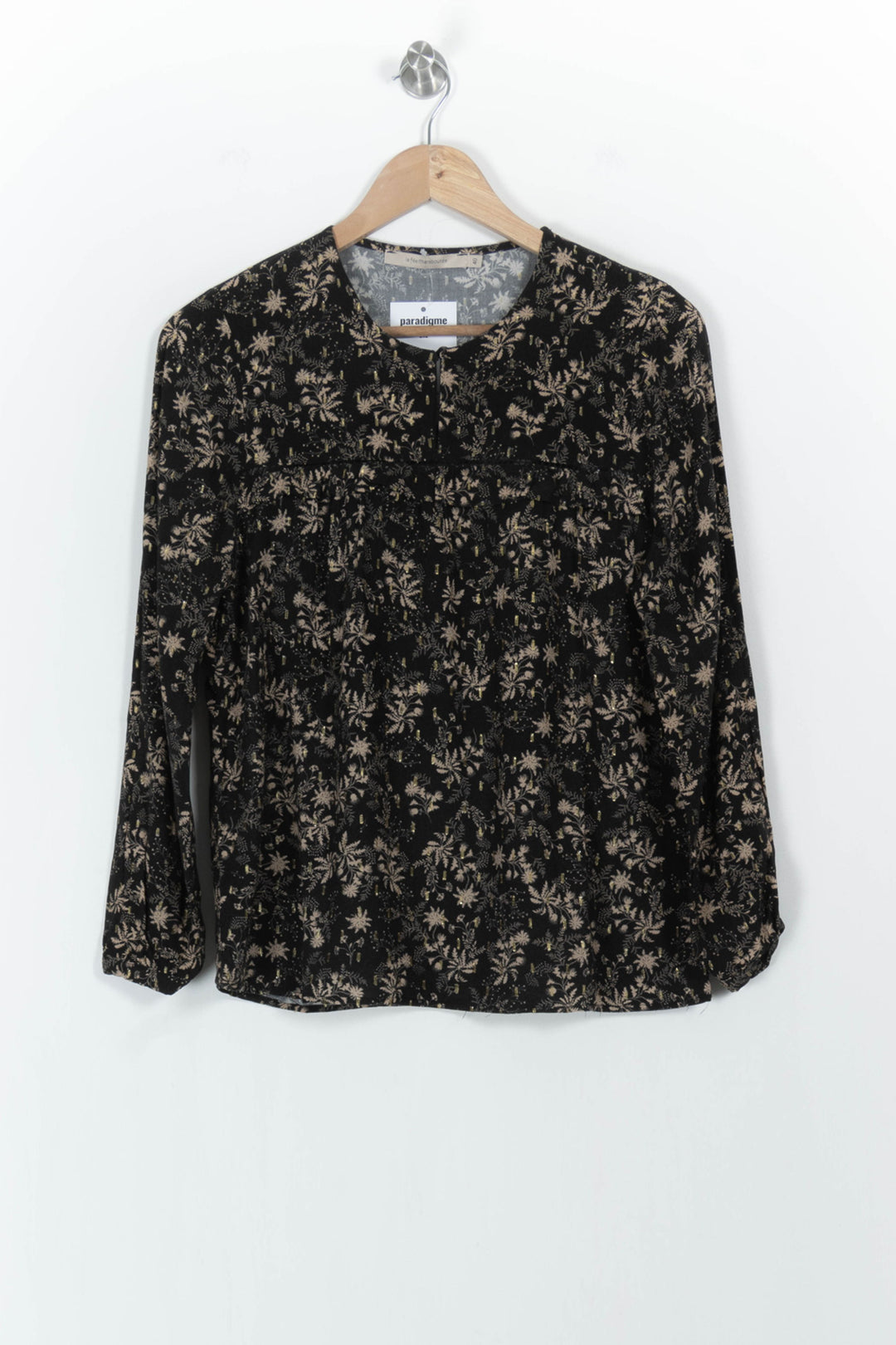 Blouse Noire et Beige - Taille L/40 de la marque La Fée Maraboutée | PARAD104191 - Vendu par Paradigme - Image 2