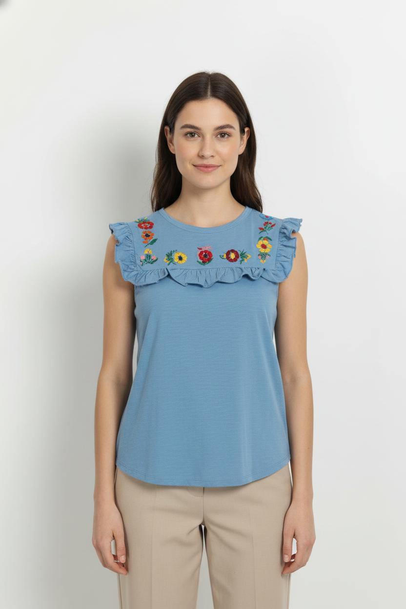 Débardeur Bleu - Taille M/38 de la marque Léon & Harper | PARAD104194 - Vendu par Paradigme - Image 1