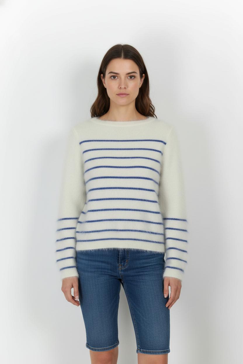 Pull Blanc et Bleu - Taille S/36 de la marque Bellerose | PARAD104201 - Vendu par Paradigme - Image 1