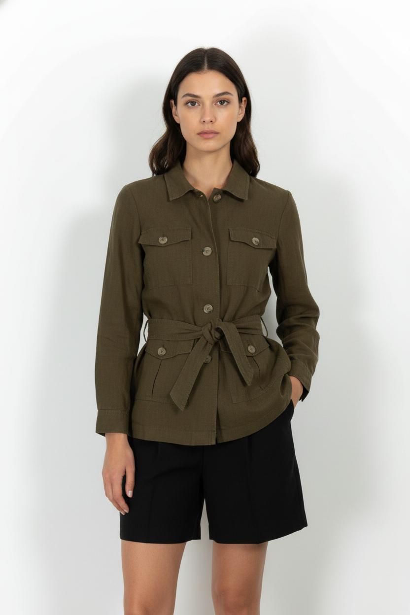 Veste Ceinturée Verte - Taille L/40 de la marque Maison 123 | PARAD104223 - Vendu par Paradigme - Image 1