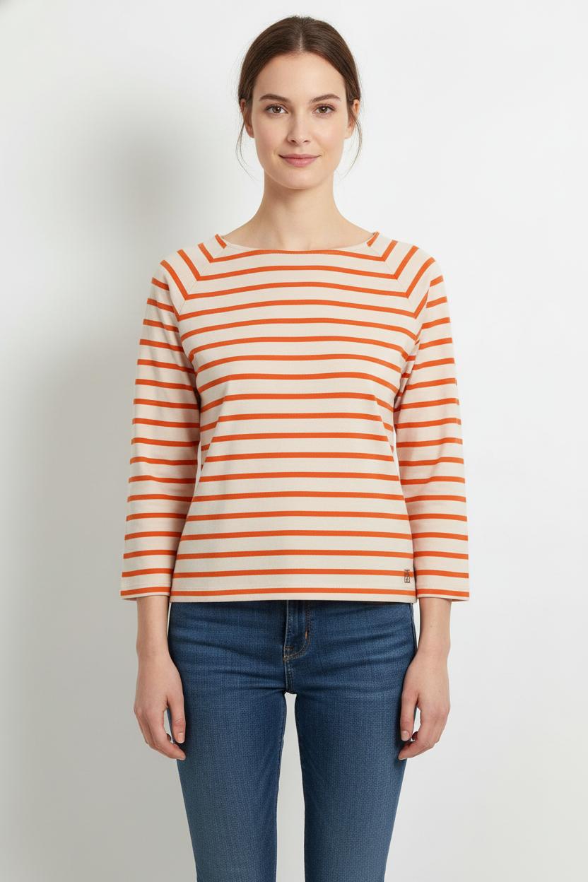 Marinière Blanche et Orange - Taille M/38 de la marque Bellerose | PARAD104224 - Vendu par Paradigme - Image 1