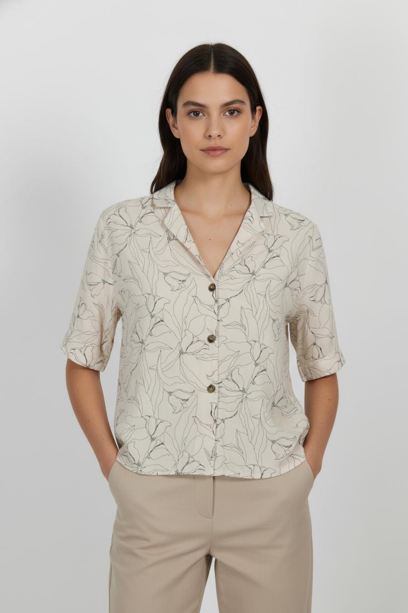 Chemise Imprimée Beige - Taille S/36 de la marque Grace & Mila | PARAD104242 - Vendu par Paradigme - Image 1