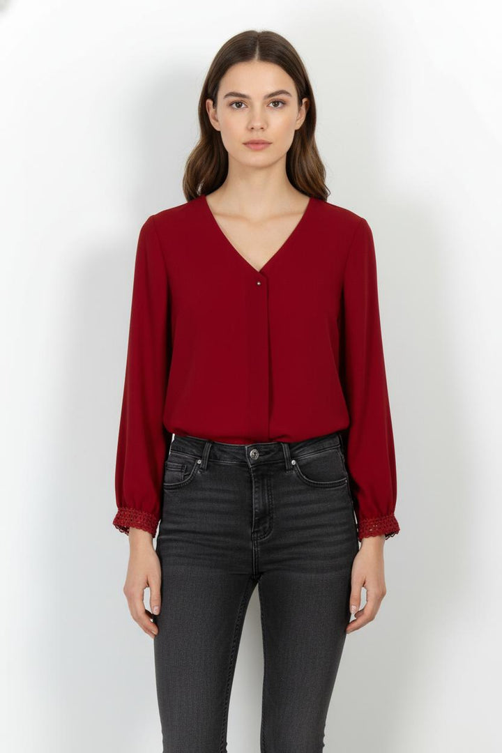 Blouse Bordeaux - Taille S/36 de la marque Claudie Pierlot | PARAD104250 - Vendu par Paradigme - Image 1