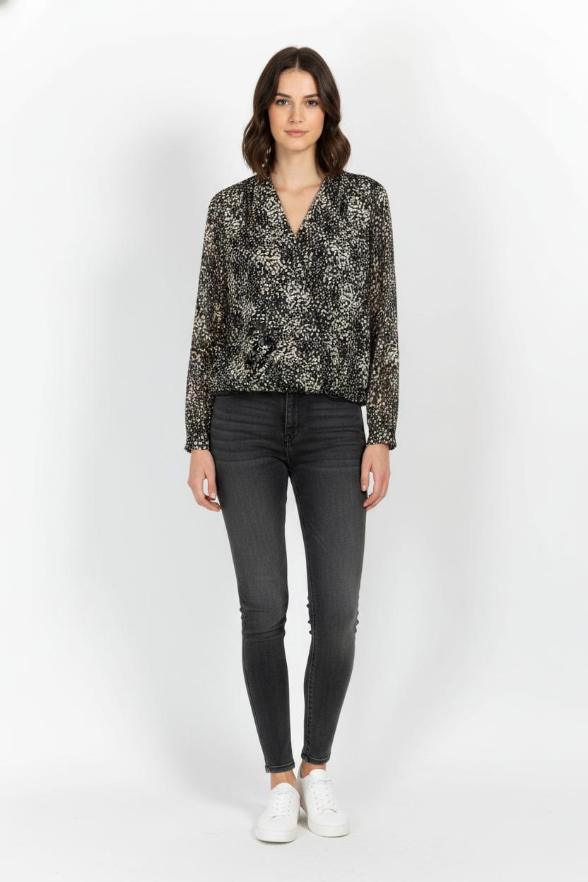 Blouse Noire et Blanche - Taille M/38 de la marque La Fée Maraboutée | PARAD104262 - Vendu par Paradigme - Image 1