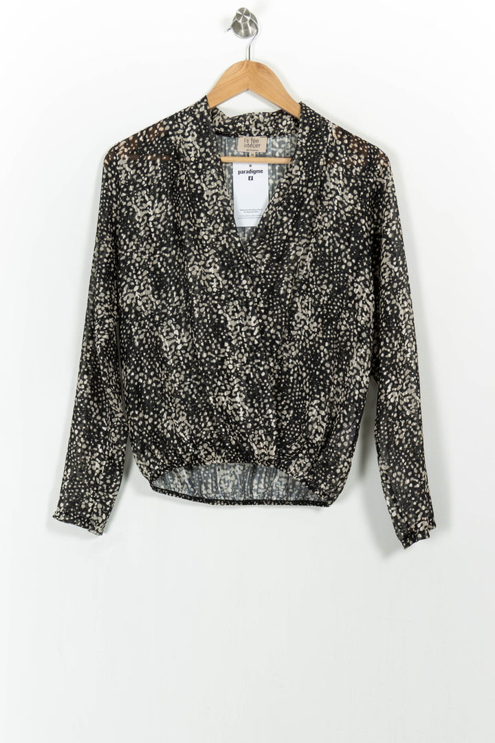 Blouse Noire et Blanche - Taille M/38 de la marque La Fée Maraboutée | PARAD104262 - Vendu par Paradigme - Image 2