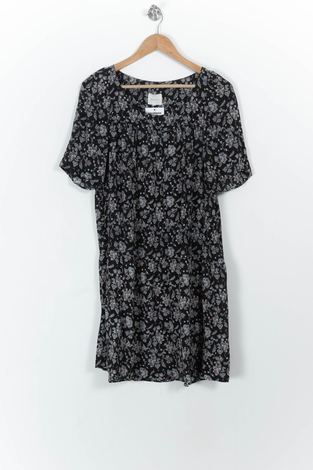 Robe Fleurie Noire et Blanche - Taille S/36 de la marque Pablo | PARAD104276 - Vendu par Paradigme - Image 2