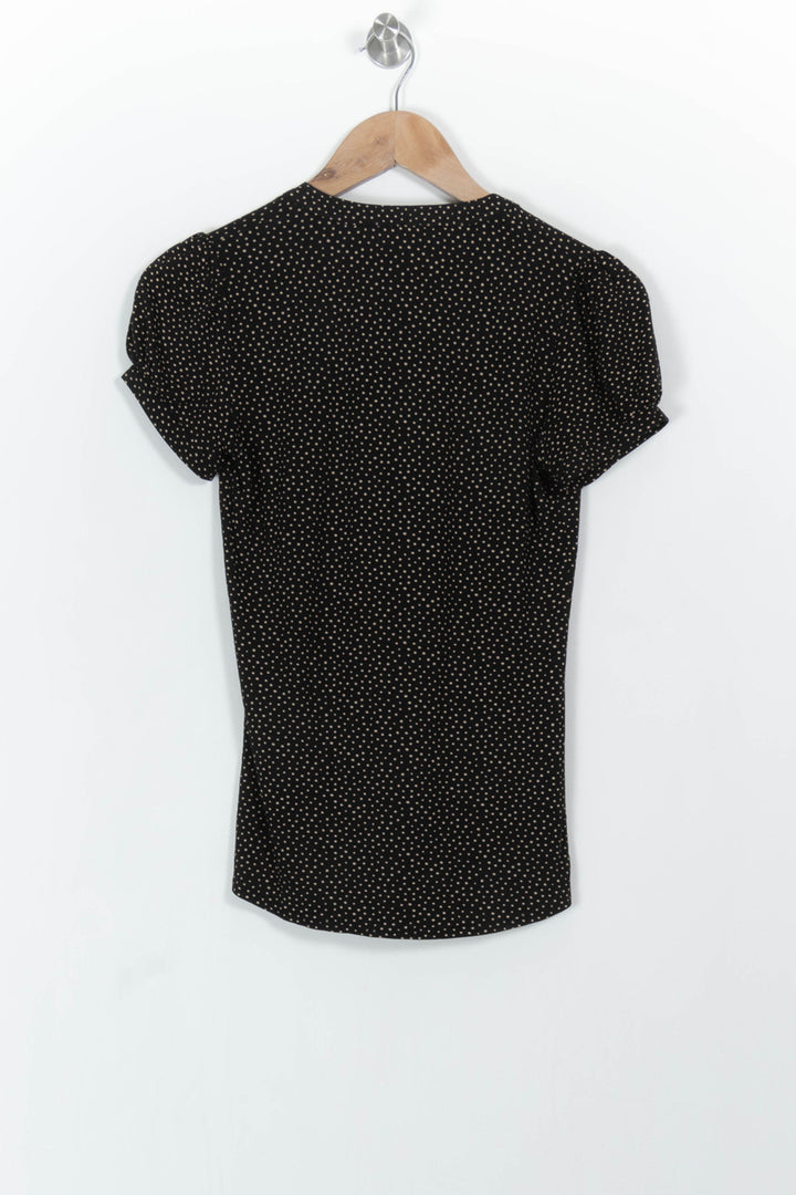 Blouse Noire à Pois Beiges - Taille S/36 de la marque Caroll | PARAD104283 - Vendu par Paradigme - Image 4