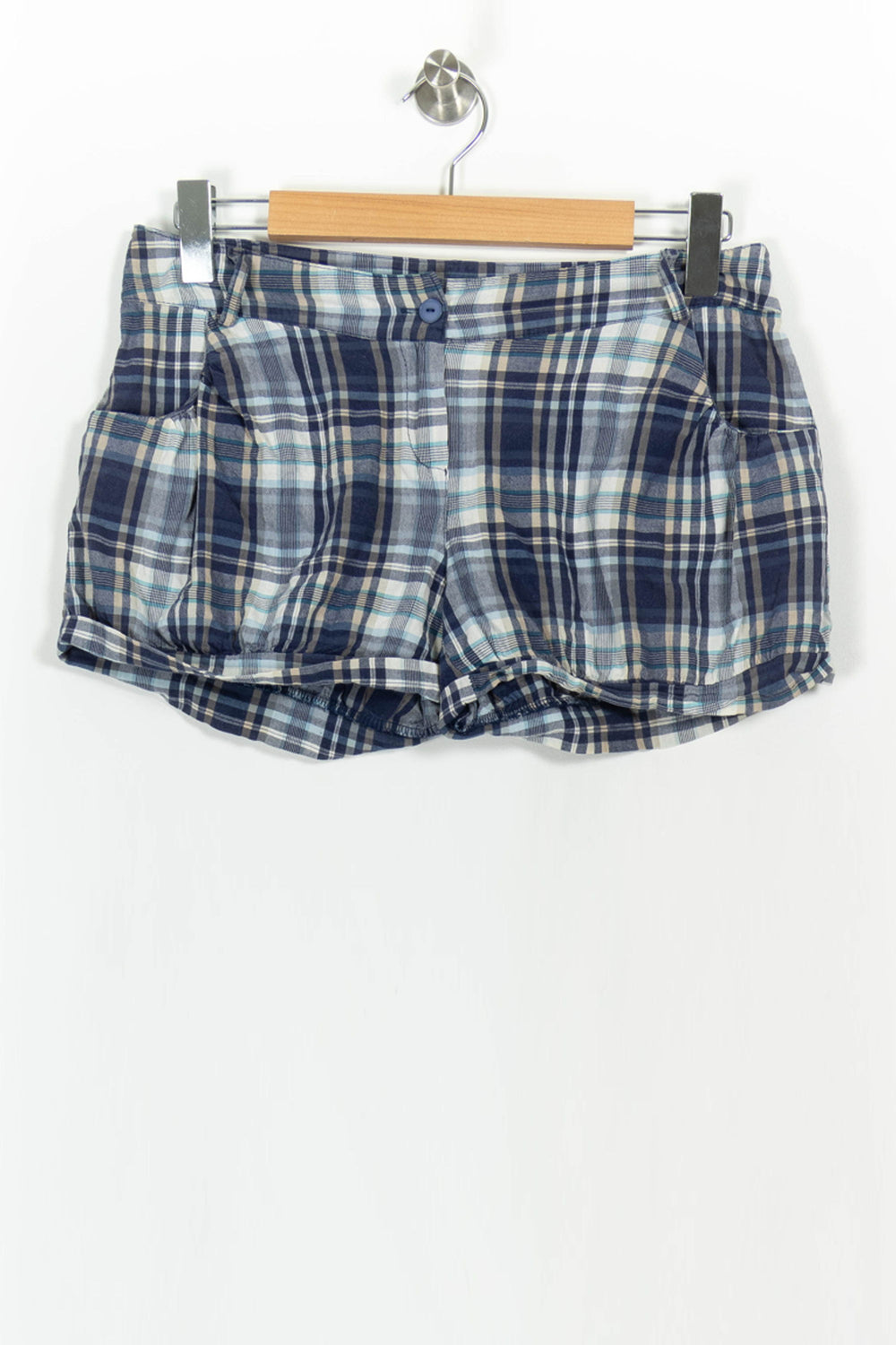 Short à Carreaux Bleu et Beige - Taille L/40 de la marque La Fée Maraboutée | PARAD104286 - Vendu par Paradigme - Image 2