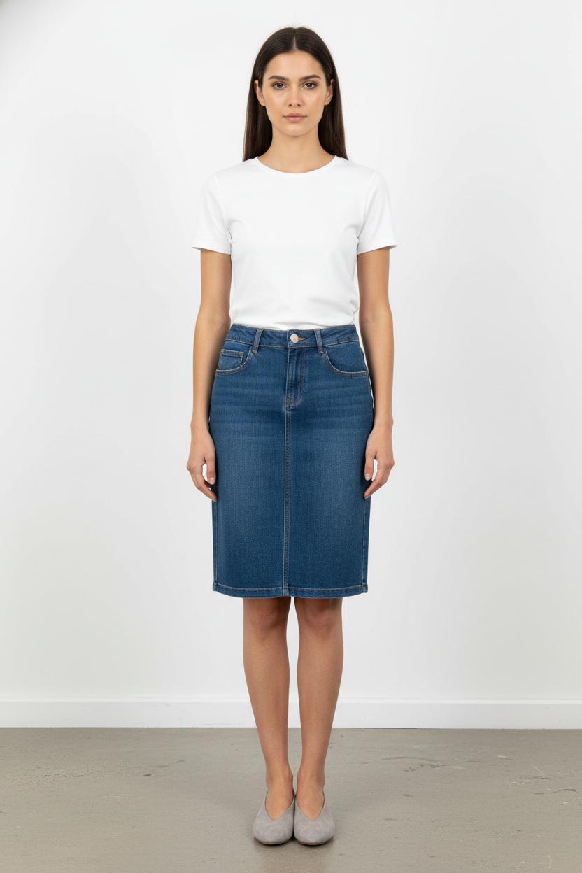 Jupe Crayon Bleue - Taille S/36 de la marque One Step | PARAD104292 - Vendu par Paradigme - Image 1