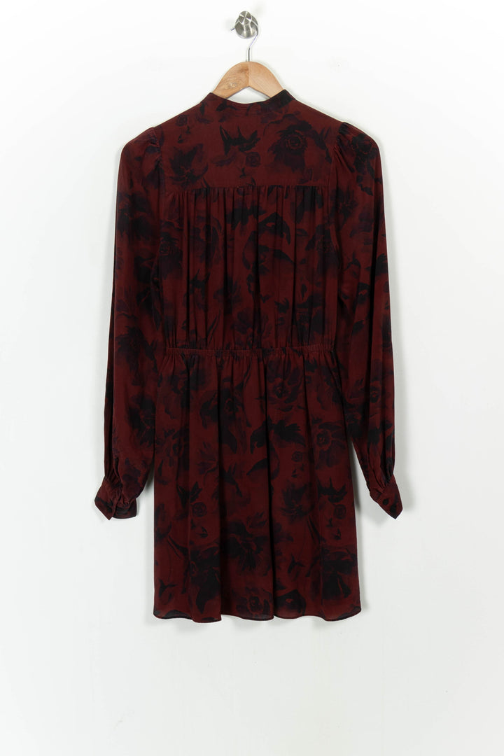 Robe Fleurie Bordeaux et Noire - Taille S/36 de la marque The Kooples | PARAD104310 - Vendu par Paradigme - Image 4