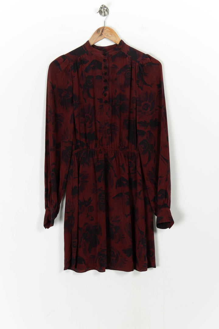 Robe Fleurie Bordeaux et Noire - Taille S/36 de la marque The Kooples | PARAD104310 - Vendu par Paradigme - Image 2