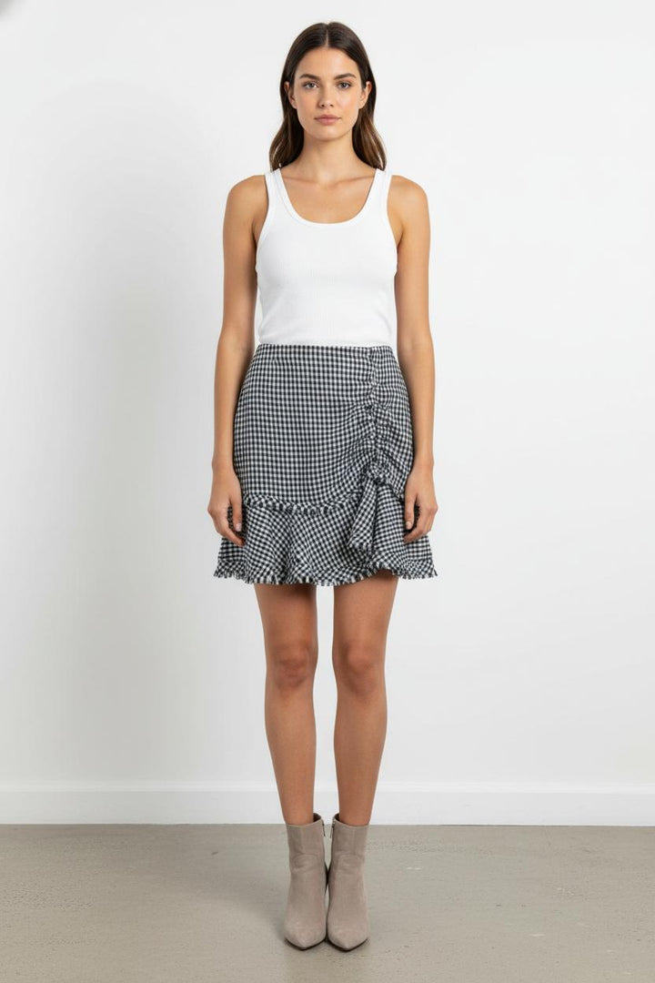 Jupe À Carreaux Bleue et Blanche - Taille M/38 de la marque Kookai | PARAD104320 - Vendu par Paradigme - Image 1