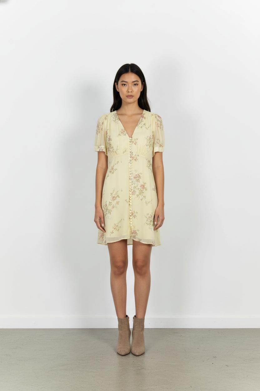 Robe Fleurie Jaune - Taille L/40 de la marque The Kooples | PARAD104325 - Vendu par Paradigme - Image 1
