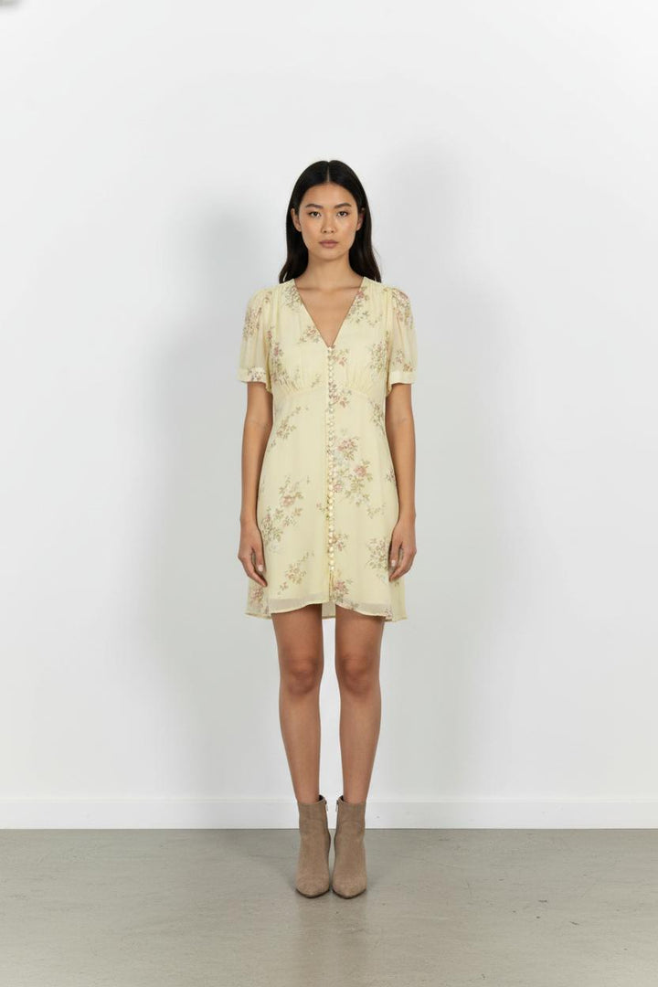 Robe Fleurie Jaune - Taille L/40 de la marque The Kooples | PARAD104325 - Vendu par Paradigme - Image 1
