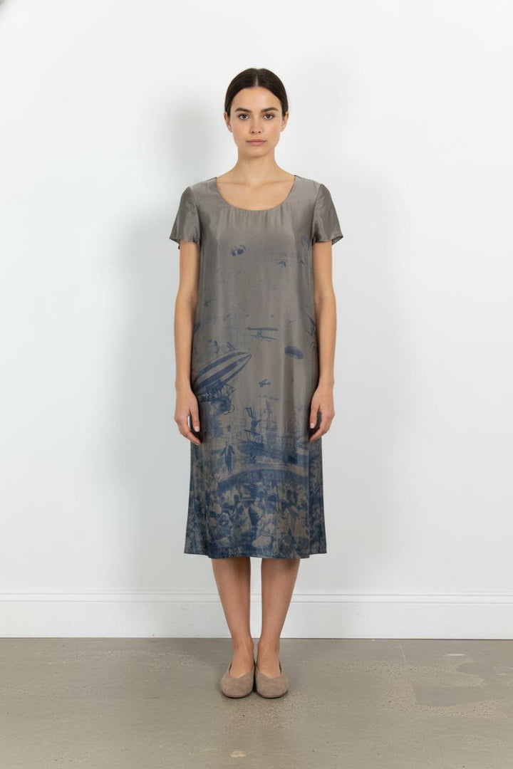 Robe Droite Grise et Bleue - Taille S/36 de la marque IKKS | PARAD104333 - Vendu par Paradigme - Image 1