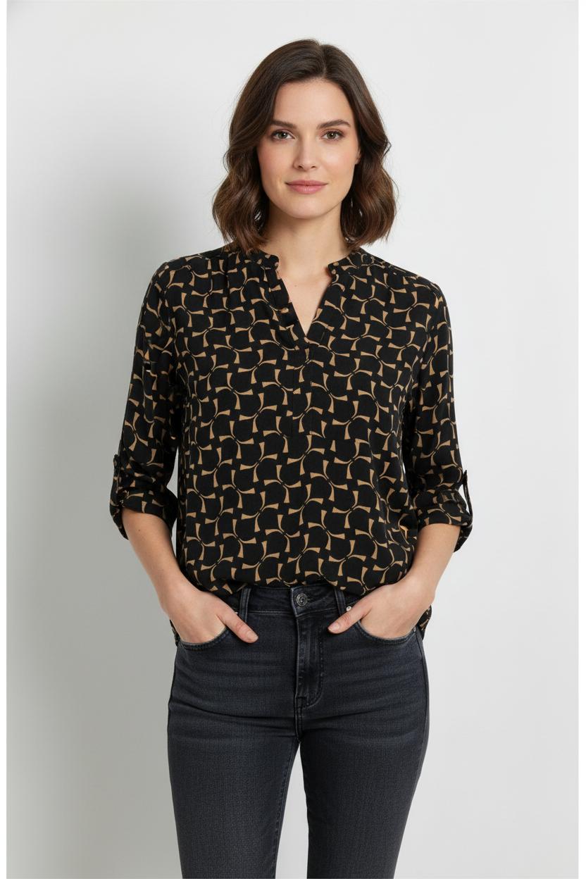 Blouse Noire et Beige - Taille S/36 de la marque La Fée Maraboutée | PARAD104336 - Vendu par Paradigme - Image 1