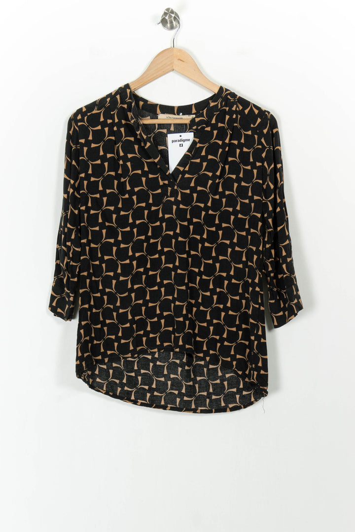 Blouse Noire et Beige - Taille S/36 de la marque La Fée Maraboutée | PARAD104336 - Vendu par Paradigme - Image 2