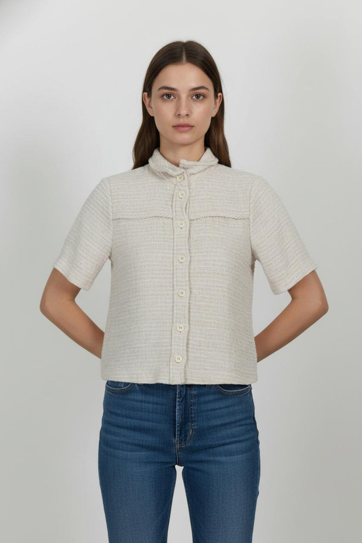 Chemise Manche Courte Beige - Taille XS/34 de la marque Claudie Pierlot | PARAD104347 - Vendu par Paradigme - Image 1