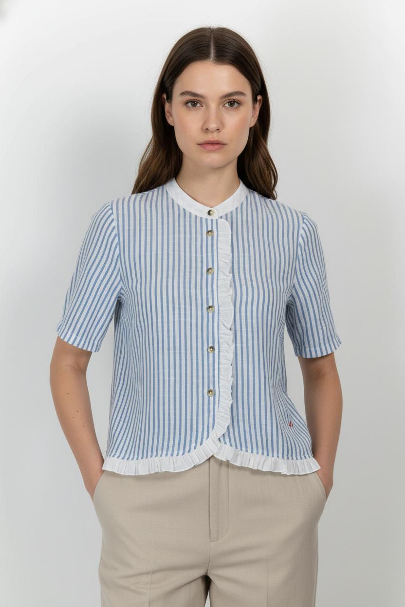 Chemisier Bleu et Blanc - Taille S/36 de la marque Léon & Harper | PARAD104350 - Vendu par Paradigme - Image 1