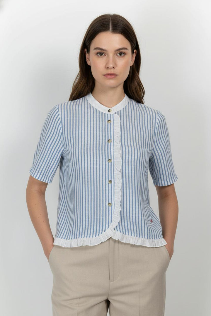 Chemisier Bleu et Blanc - Taille S/36 de la marque Léon & Harper | PARAD104350 - Vendu par Paradigme - Image 1