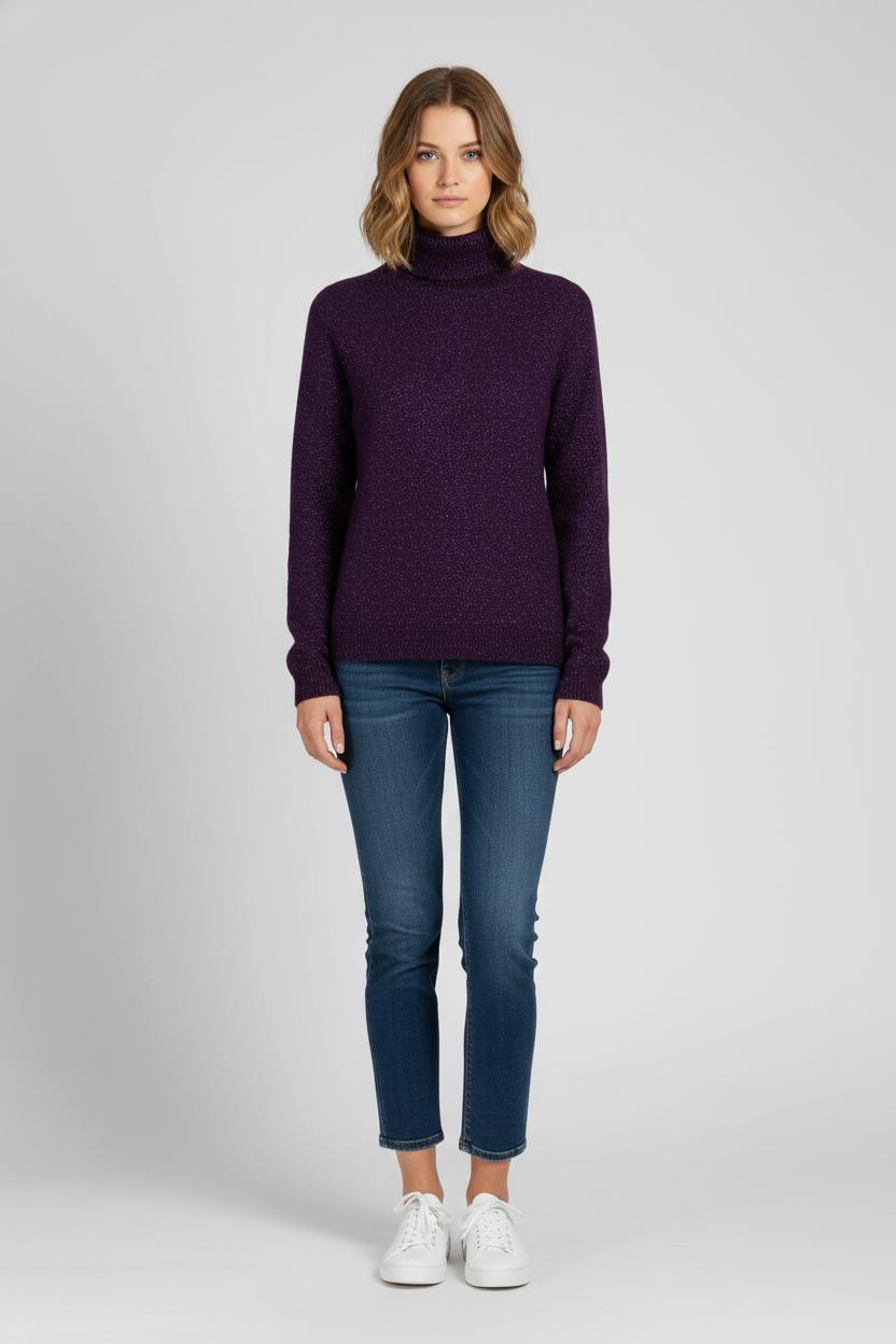 Pull Col Roulé Violet - Taille L/40 de la marque La Fée Maraboutée | PARAD104356 - Vendu par Paradigme - Image 1