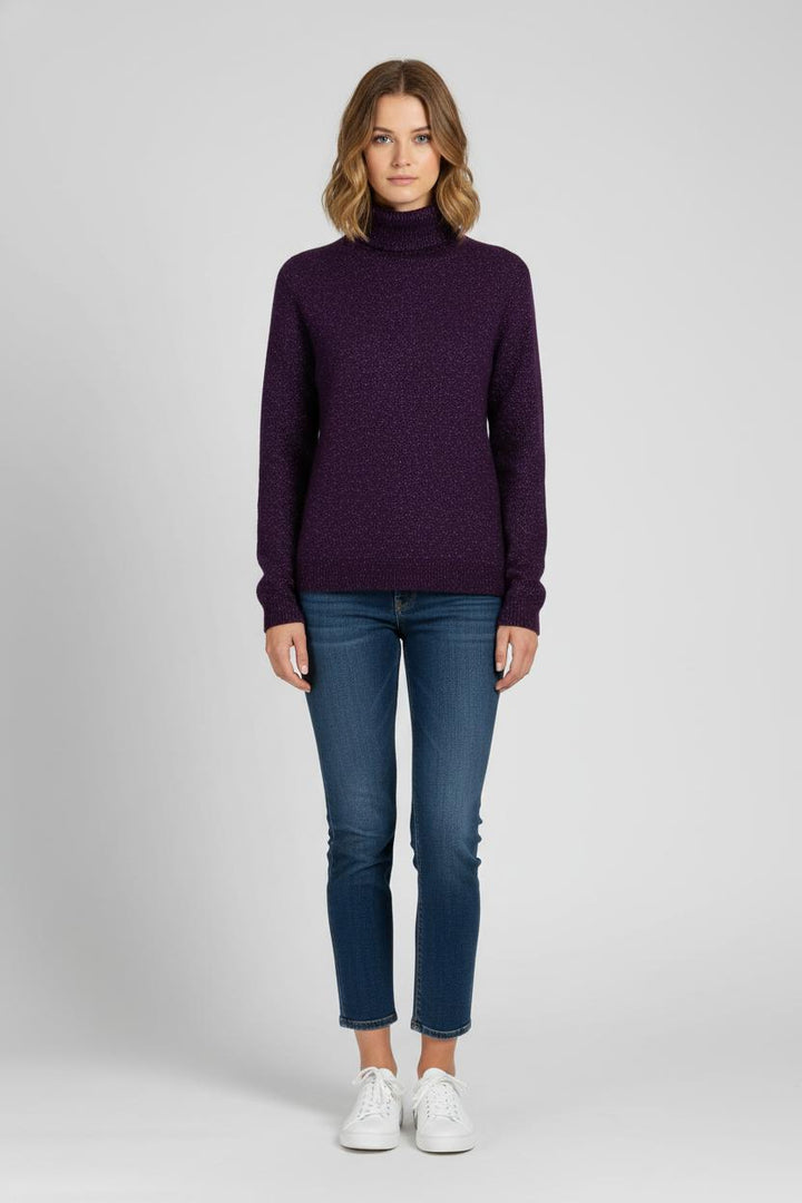 Pull Col Roulé Violet - Taille L/40 de la marque La Fée Maraboutée | PARAD104356 - Vendu par Paradigme - Image 1