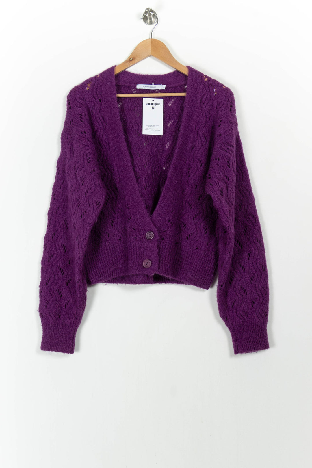 Cardigan Violet - Taille L/40 de la marque La Fée Maraboutée | PARAD104361 - Vendu par Paradigme - Image 2