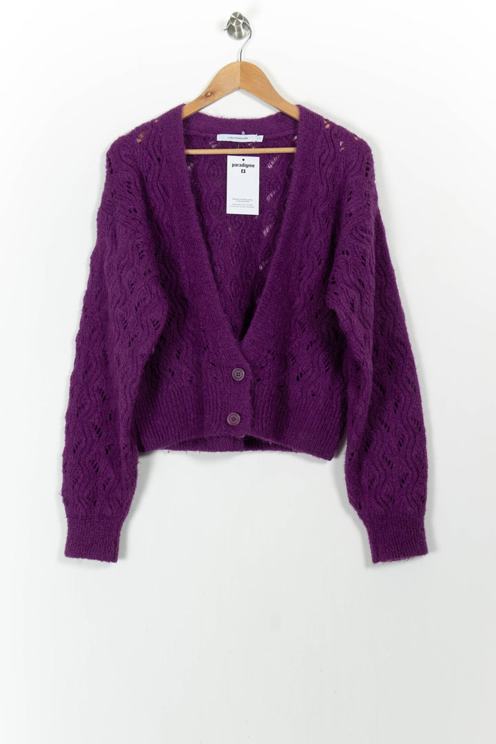 Cardigan Violet - Taille L/40 de la marque La Fée Maraboutée | PARAD104361 - Vendu par Paradigme - Image 2