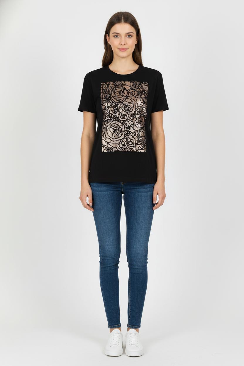 Tee-shirt Noir et Doré - Taille M/38 de la marque Maje | PARAD104367 - Vendu par Paradigme - Image 1