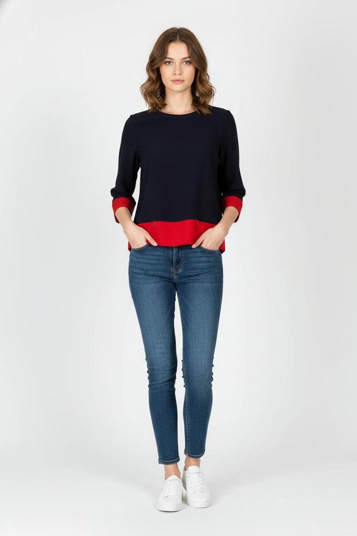 Blouse Bleu Marine et Rouge - Taille S/36 de la marque Claudie Pierlot | PARAD104400 - Vendu par Paradigme - Image 1