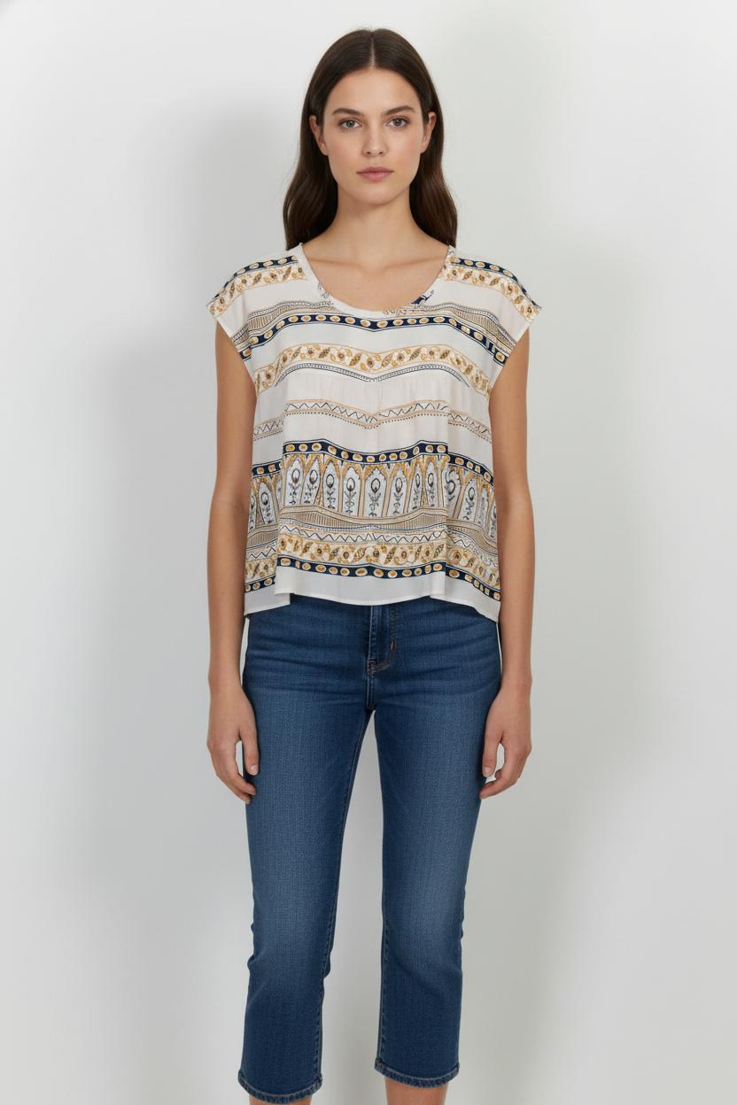Blouse Blanc et Jaune - Taille L/40 de la marque Pablo | PARAD104407 - Vendu par Paradigme - Image 1