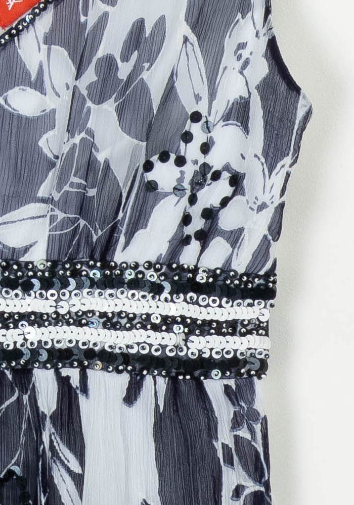 Robe Fleurie Noire et Blanche - Taille S/36 de la marque Derhy | PARAD104423 - Vendu par Paradigme - Image 3