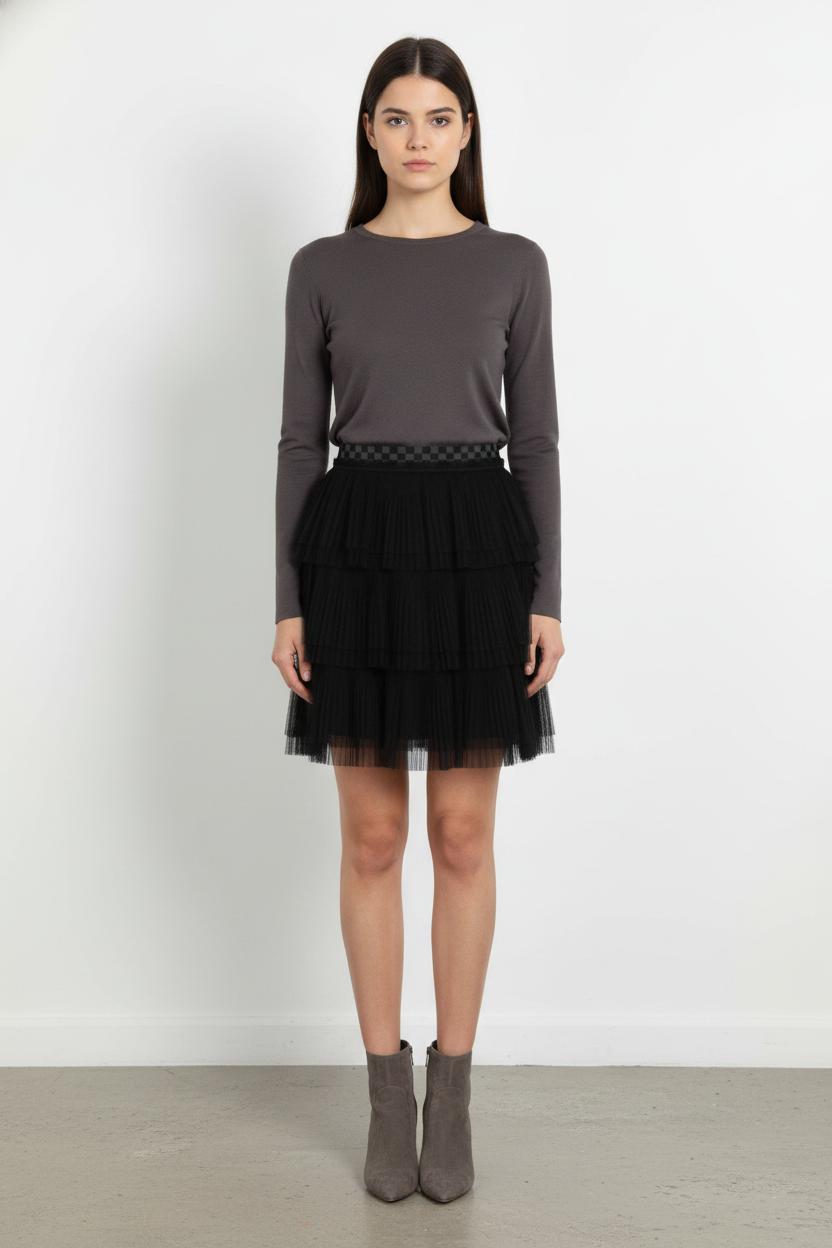Jupe Plissée Noire - Taille S/36 de la marque IKKS | PARAD104441 - Vendu par Paradigme - Image 1
