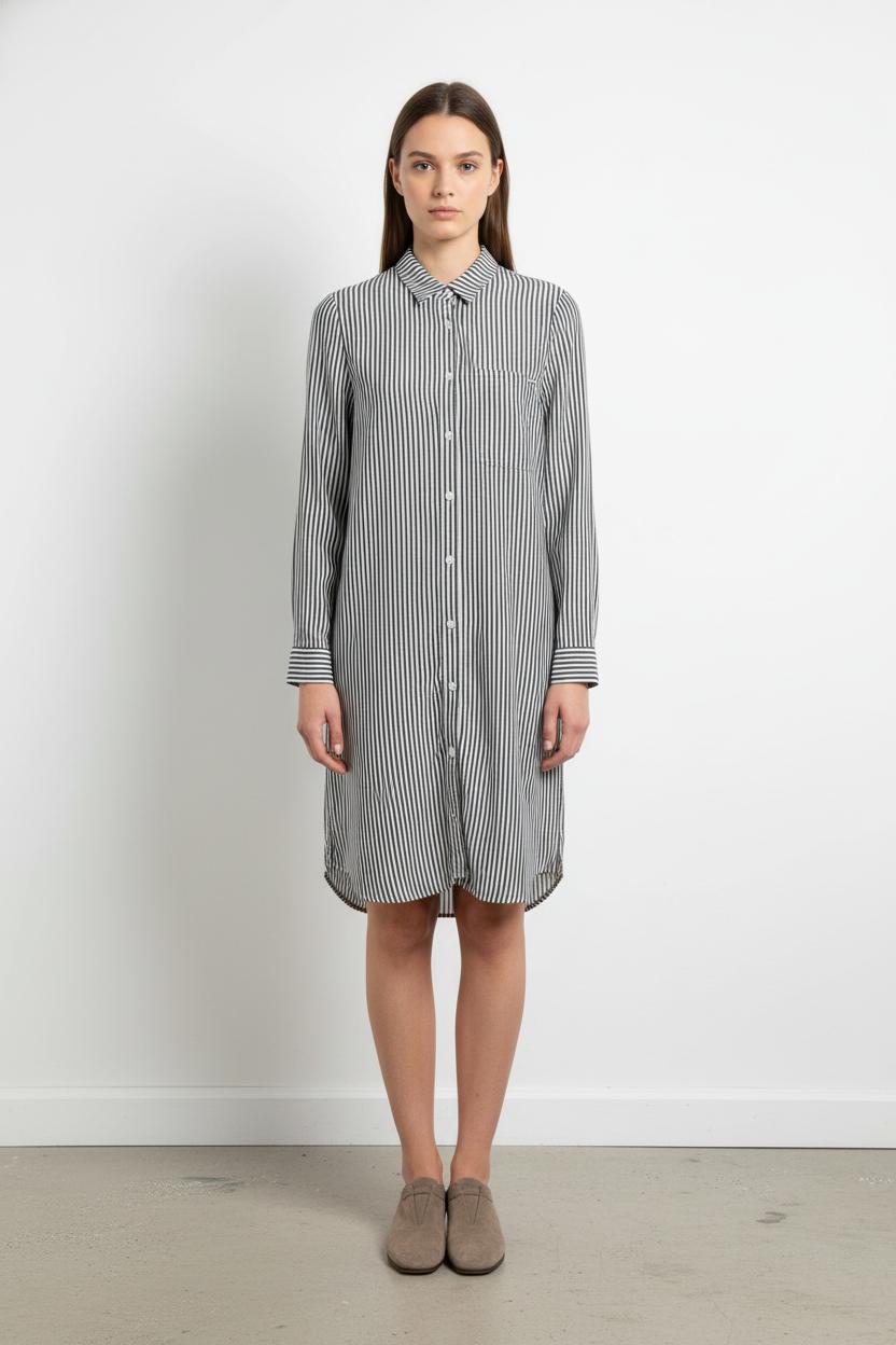 Robe Chemise Grise et Blanche - Taille M/38 de la marque IKKS | PARAD104443 - Vendu par Paradigme - Image 1