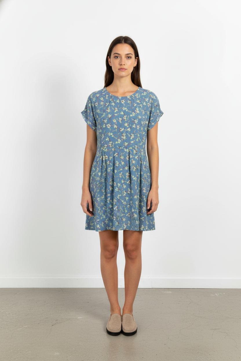 Robe Courte Bleue à Fleurs Multicolores - Taille S/36 de la marque Bérénice | PARAD104452 - Vendu par Paradigme - Image 1