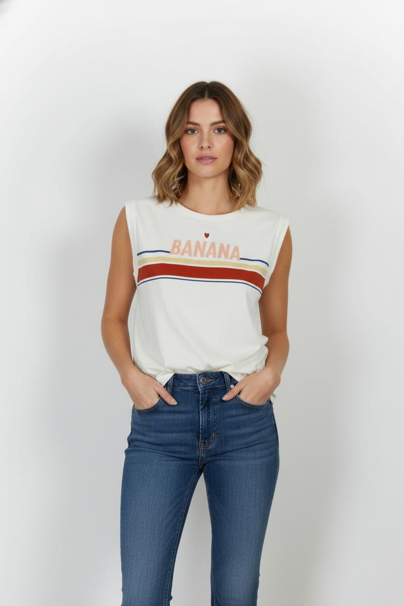 Débardeur Blanc et Beige - Taille XS/34 de la marque Des petits hauts | PARAD104465 - Vendu par Paradigme - Image 1