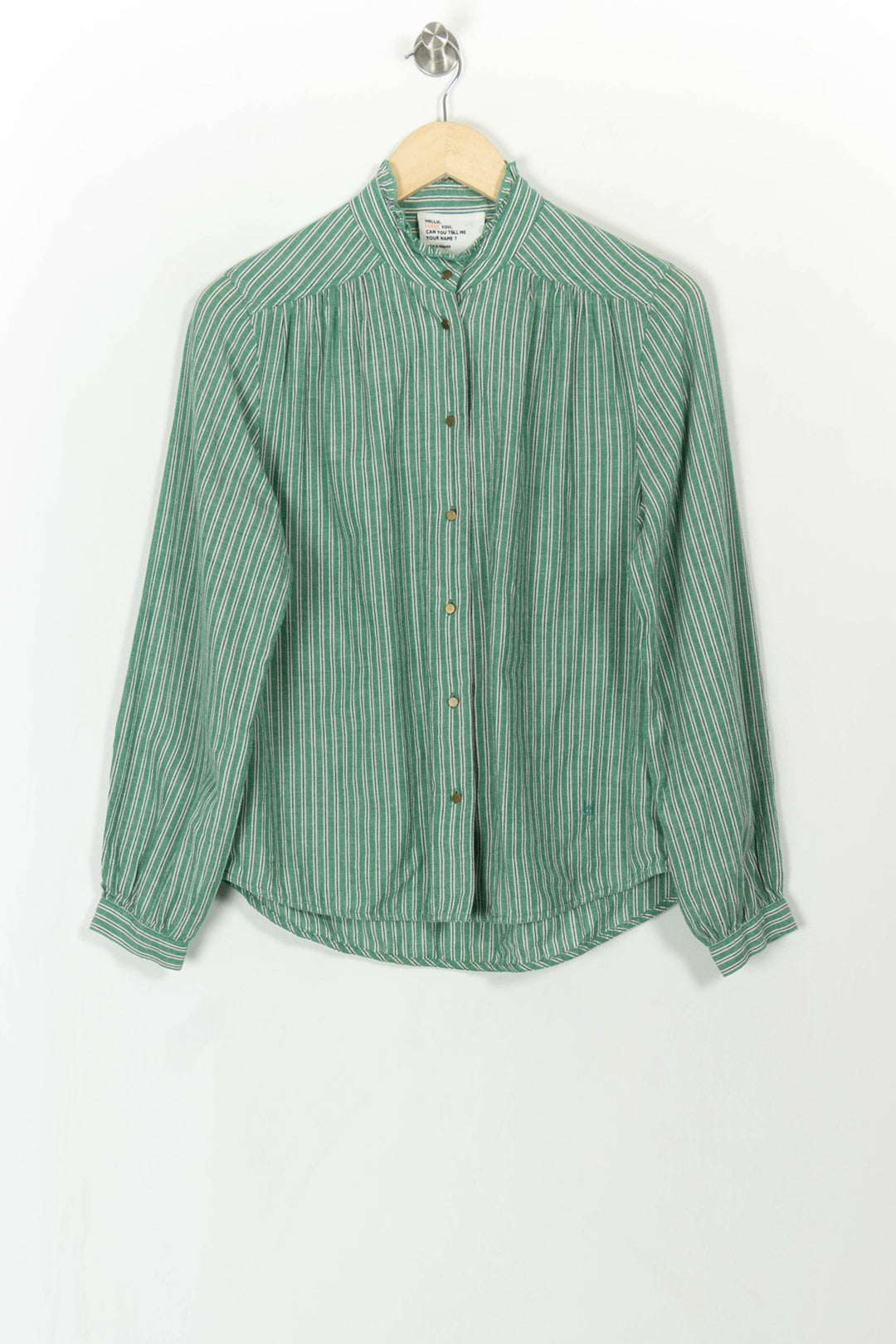 Chemise Rayée Verte et Blanche - Taille S/36 de la marque Léon & Harper | PARAD104484 - Vendu par Paradigme - Image 2