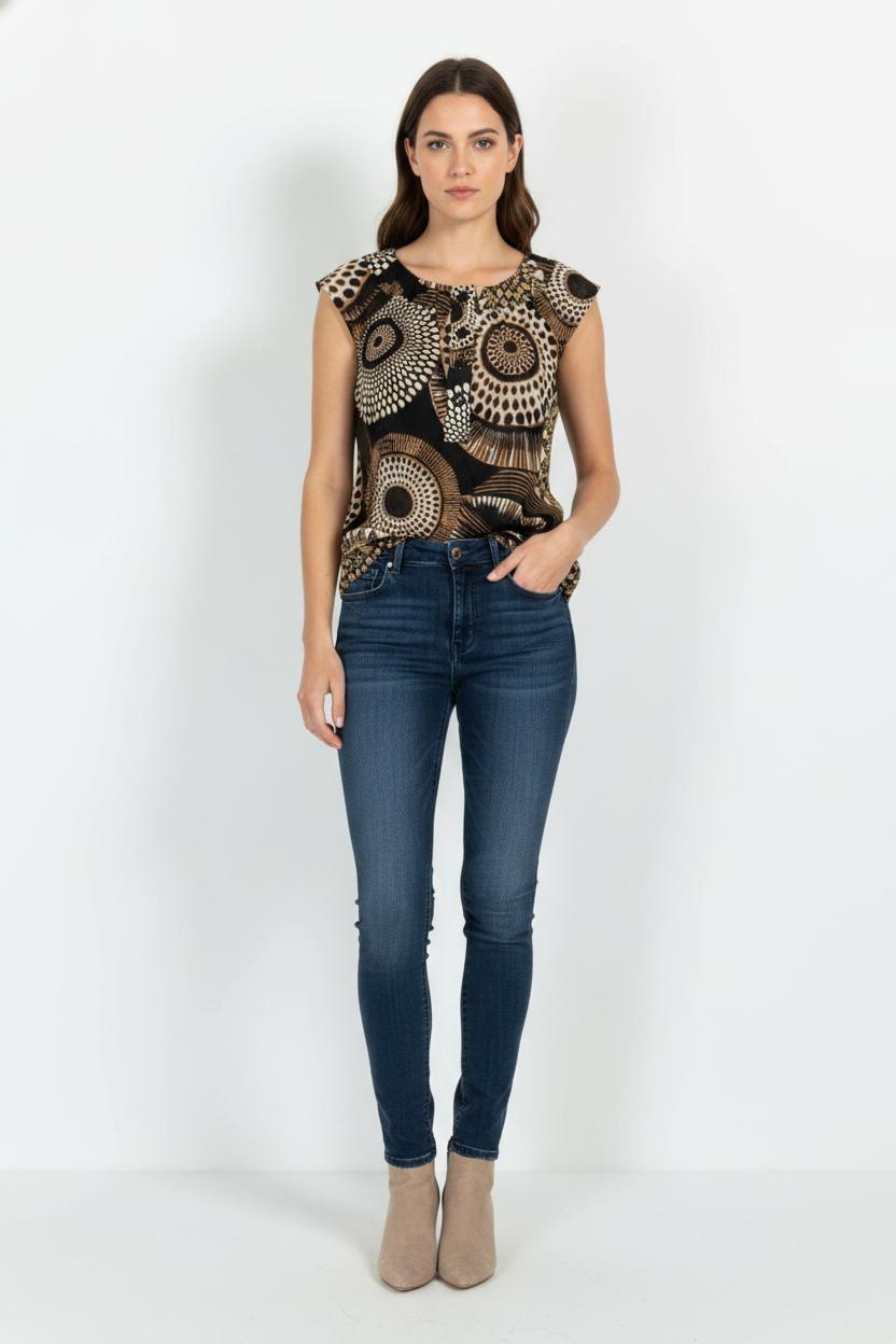 Blouse Beige et Noire - Taille M/38 de la marque Caroll | PARAD104498 - Vendu par Paradigme - Image 1