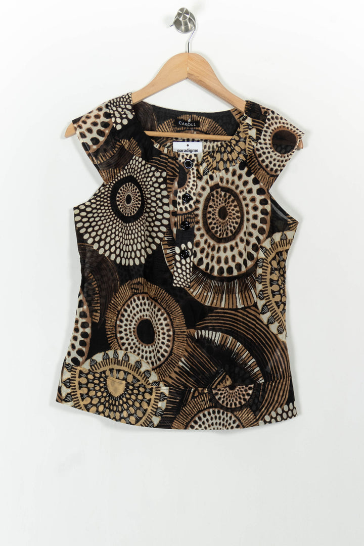 Blouse Beige et Noire - Taille M/38 de la marque Caroll | PARAD104498 - Vendu par Paradigme - Image 2